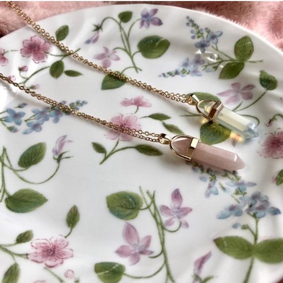 Crystal Gemstone Gold Chain Necklace - Picture 6 of 9